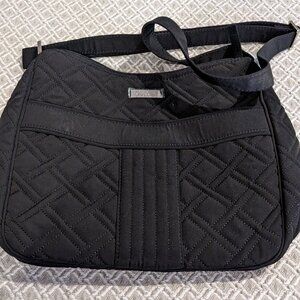 Vera Bradley Black Quilted Microfiber Shoulder Purse